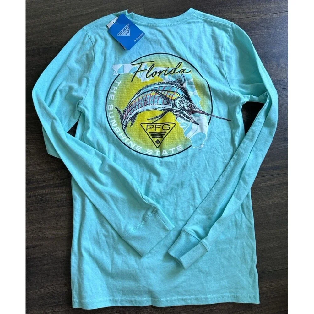 Columbia Men's Florida Graphic Crewneck  Cotton Long sleeve t-shirt Green Small